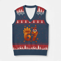 67 Thanksgiving V-Neck Knit Sweater Vest Funny Turkey Thanksgiving Six Seven Meme - Wonder Print Shop