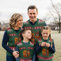 67 Thanksgiving V-Neck Knit Sweater Vest Funny Turkey Thanksgiving Six Seven Meme - Wonder Print Shop