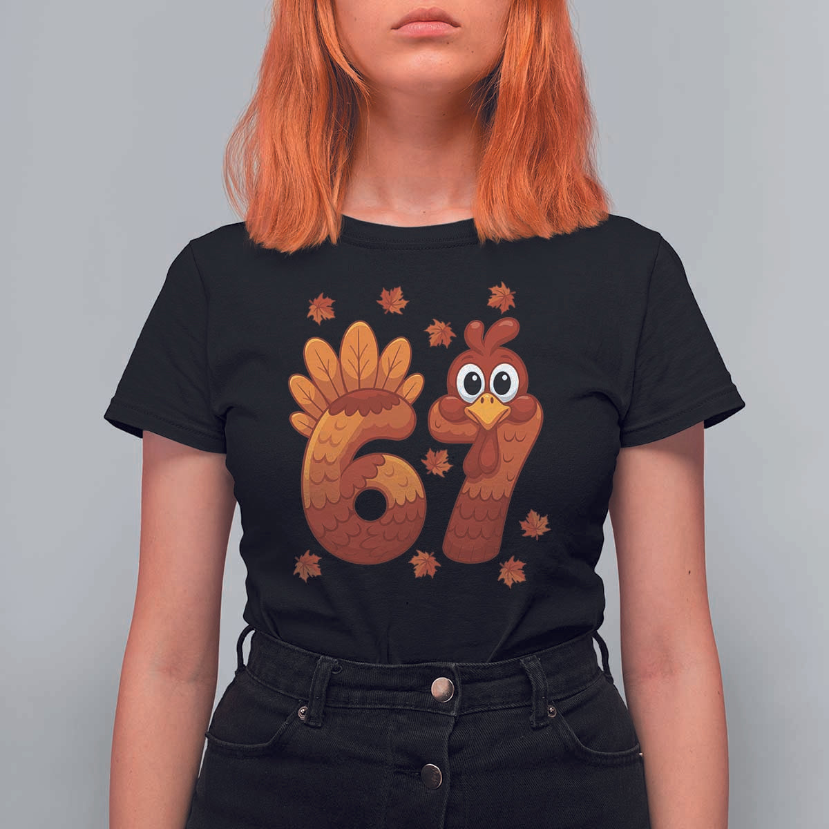 67 Thanksgiving T Shirt For Women Funny Turkey Thanksgiving Six Seven Meme - Wonder Print Shop