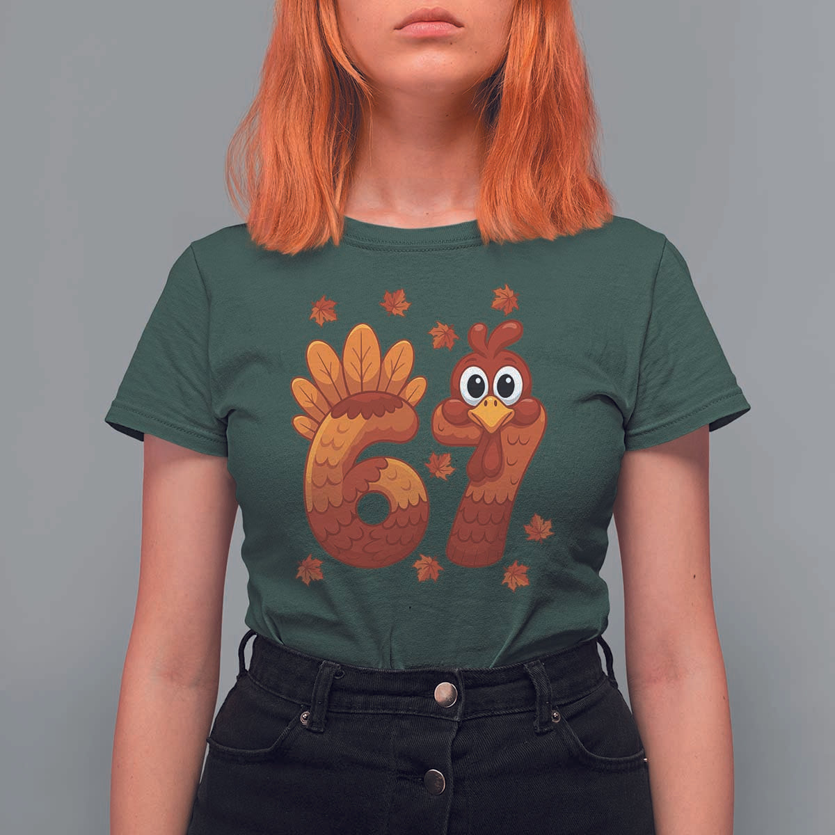 67 Thanksgiving T Shirt For Women Funny Turkey Thanksgiving Six Seven Meme - Wonder Print Shop