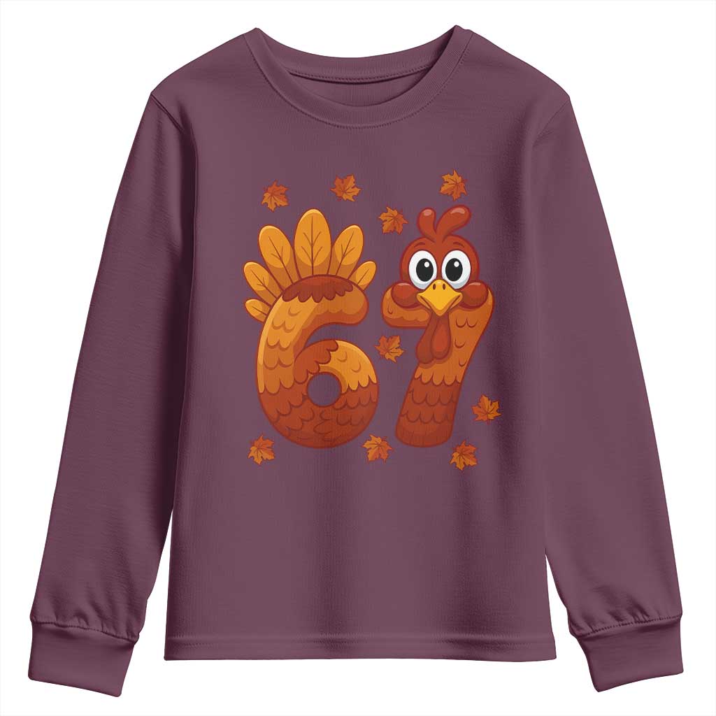 67 Thanksgiving Youth Sweatshirt Funny Turkey Thanksgiving Six Seven Meme - Wonder Print Shop