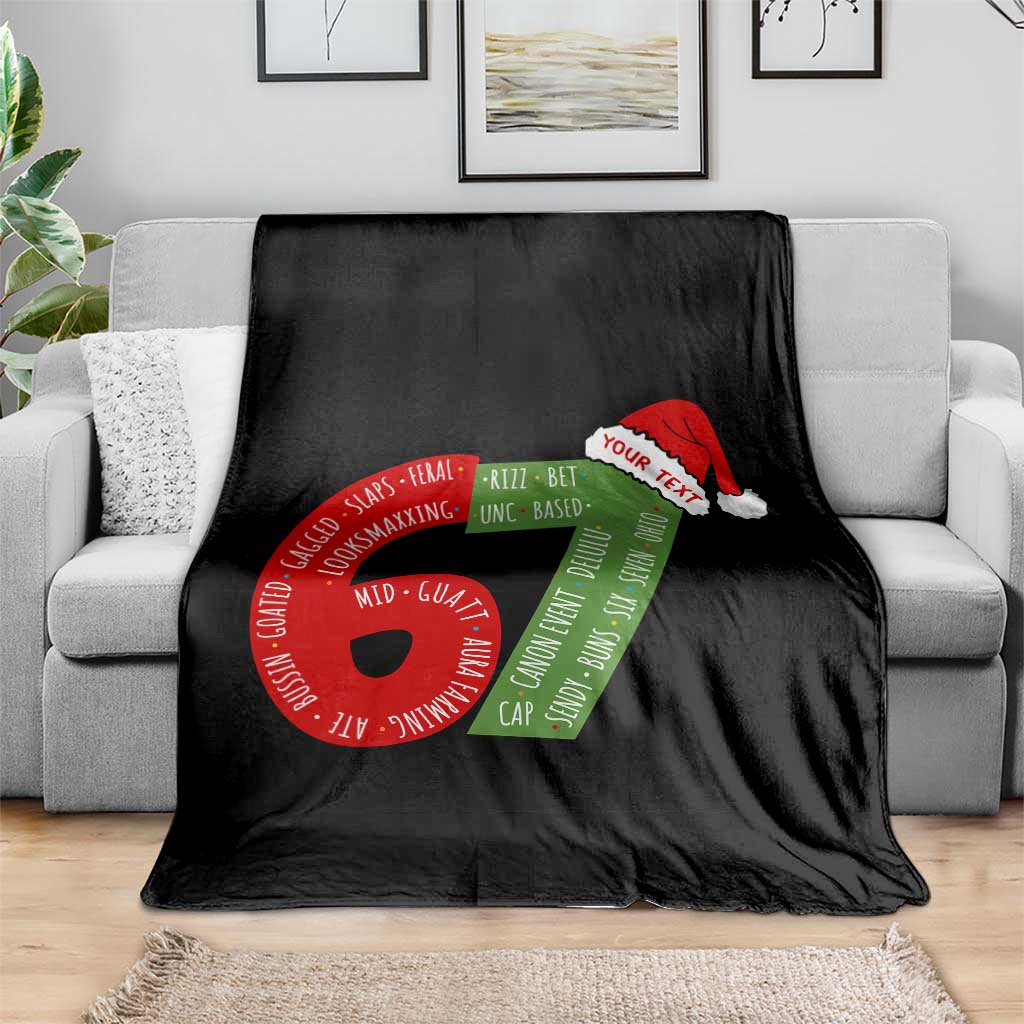 Personalized 67 Christmas Throw Blanket Custom Text Rizz Aura Farming Six Seven Meme Gen Alpha - Wonder Print Shop