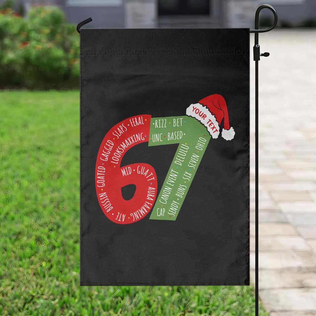 Personalized 67 Christmas Garden Flag Custom Text Rizz Aura Farming Six Seven Meme Gen Alpha - Wonder Print Shop