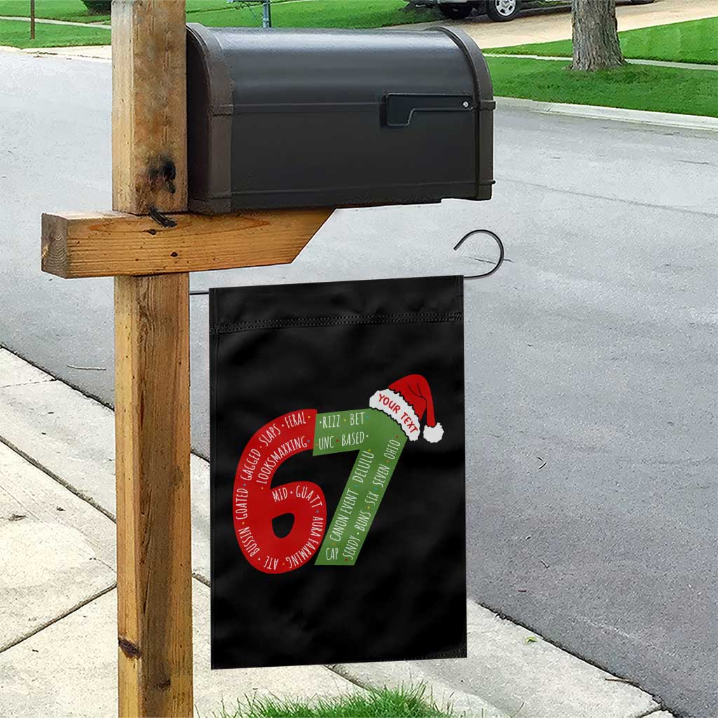 Personalized 67 Christmas Garden Flag Custom Text Rizz Aura Farming Six Seven Meme Gen Alpha - Wonder Print Shop
