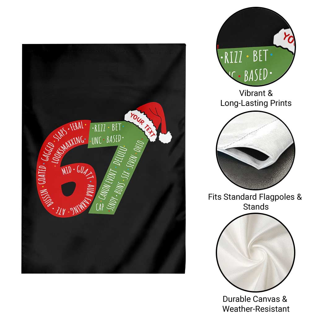 Personalized 67 Christmas Garden Flag Custom Text Rizz Aura Farming Six Seven Meme Gen Alpha - Wonder Print Shop