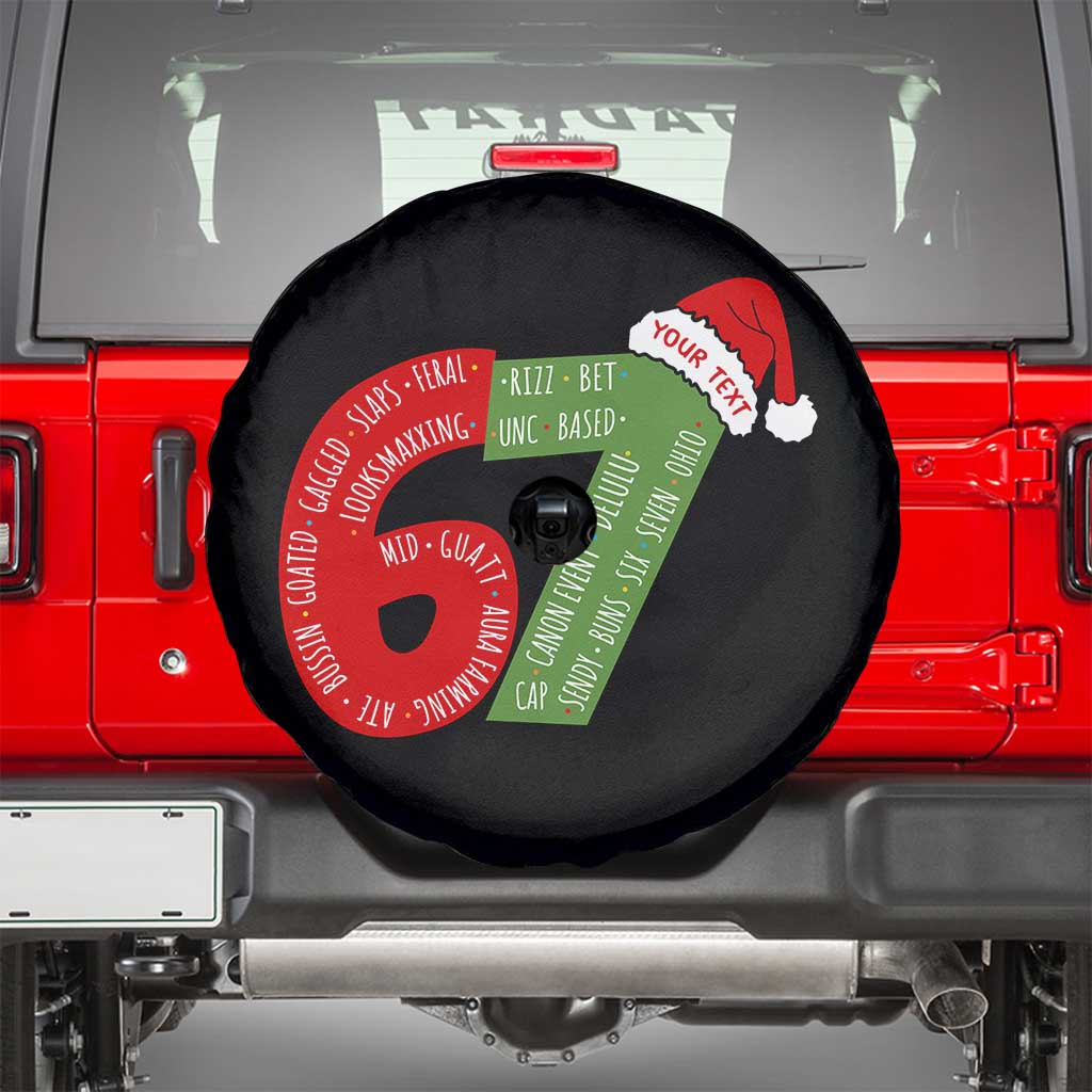 Personalized 67 Christmas Spare Tire Cover Custom Text Rizz Aura Farming Six Seven Meme Gen Alpha - Wonder Print Shop