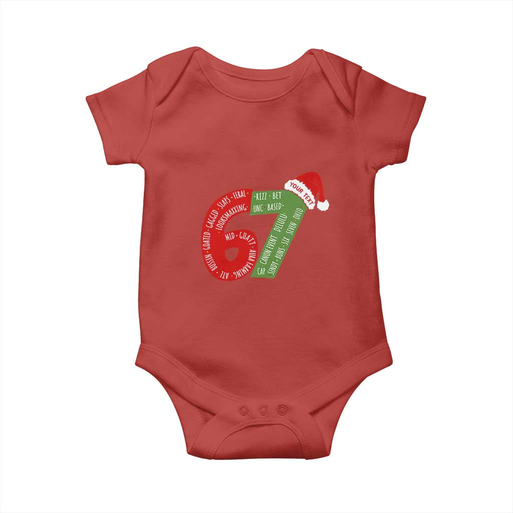 Personalized 67 Christmas Baby Onesie Custom Text Rizz Aura Farming Six Seven Meme Gen Alpha - Wonder Print Shop