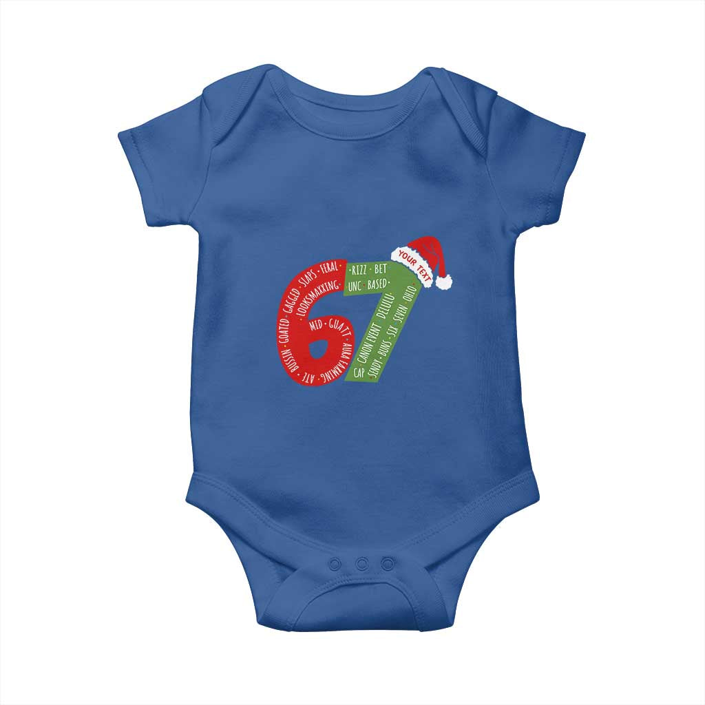 Personalized 67 Christmas Baby Onesie Custom Text Rizz Aura Farming Six Seven Meme Gen Alpha - Wonder Print Shop