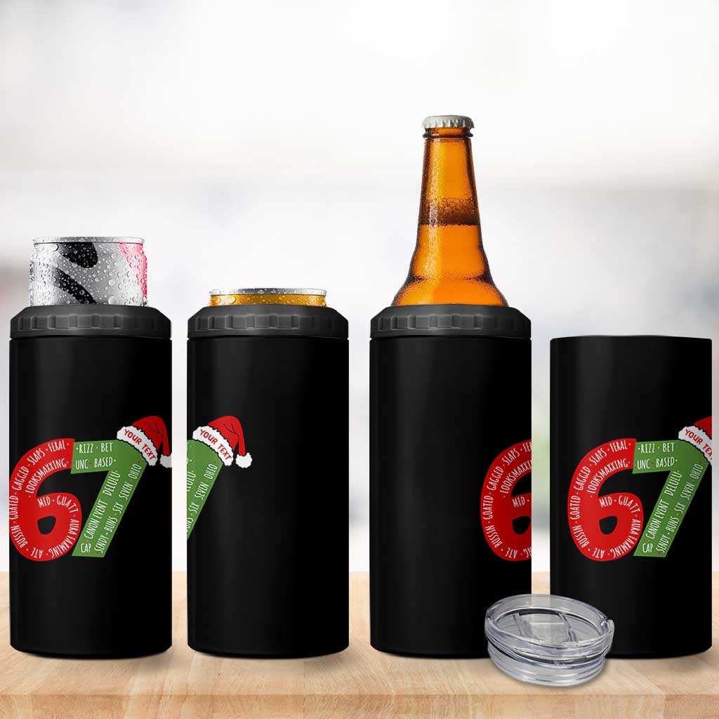 Personalized 67 Christmas 4 in 1 Can Cooler Tumbler Custom Text Rizz Aura Farming Six Seven Meme Gen Alpha - Wonder Print Shop