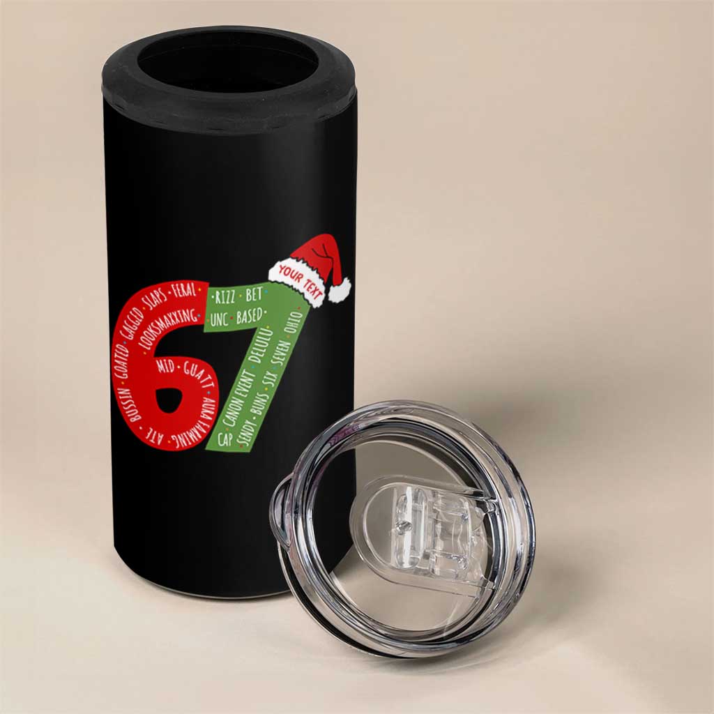 Personalized 67 Christmas 4 in 1 Can Cooler Tumbler Custom Text Rizz Aura Farming Six Seven Meme Gen Alpha - Wonder Print Shop