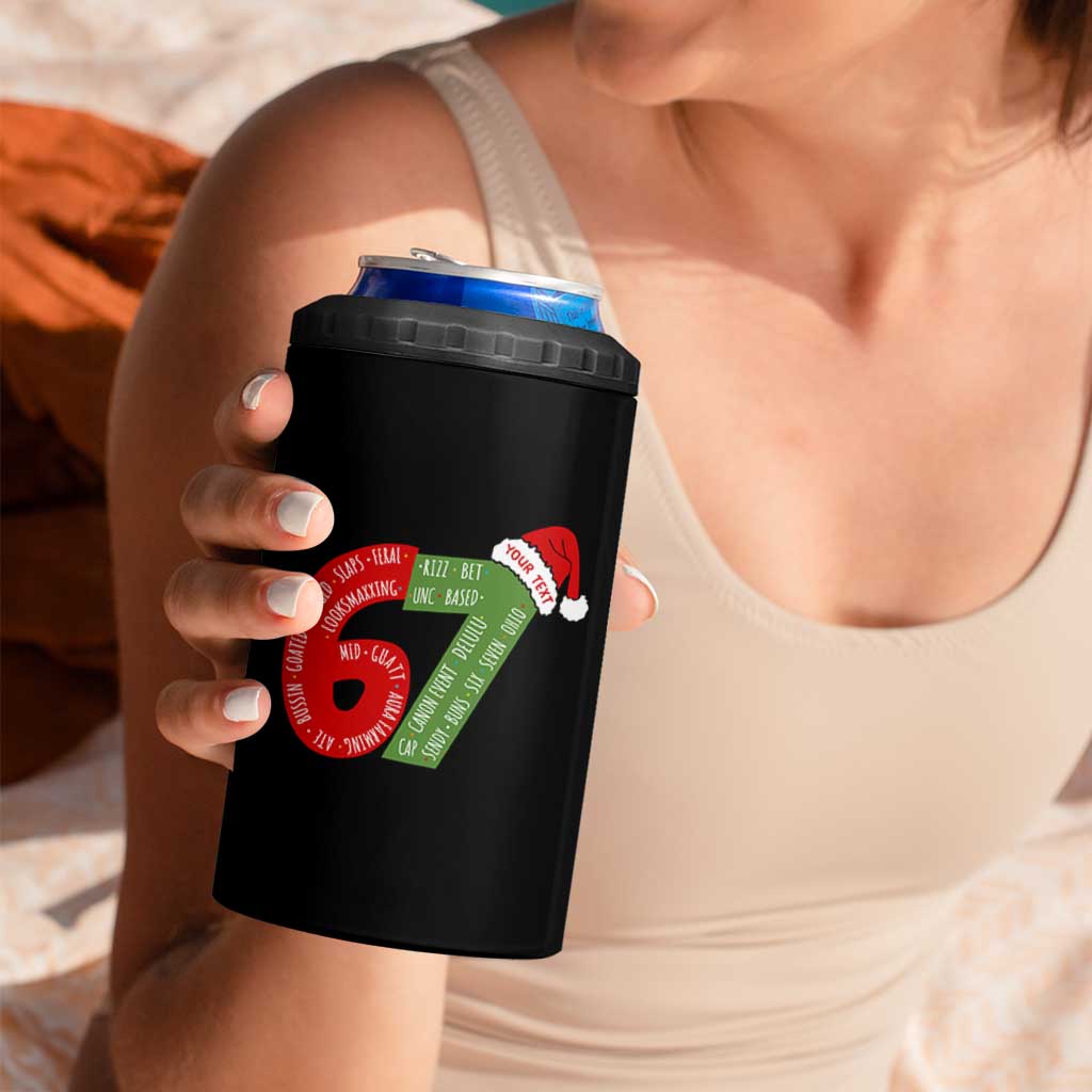 Personalized 67 Christmas 4 in 1 Can Cooler Tumbler Custom Text Rizz Aura Farming Six Seven Meme Gen Alpha - Wonder Print Shop