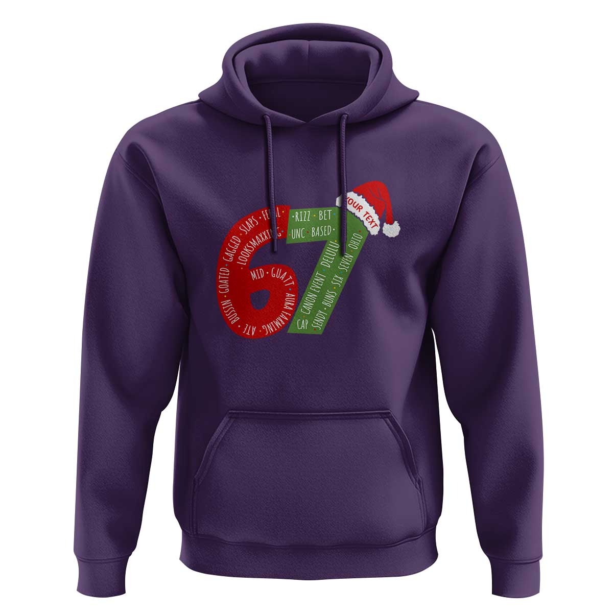 Personalized 67 Christmas Hoodie Custom Text Rizz Aura Farming Six Seven Meme Gen Alpha - Wonder Print Shop