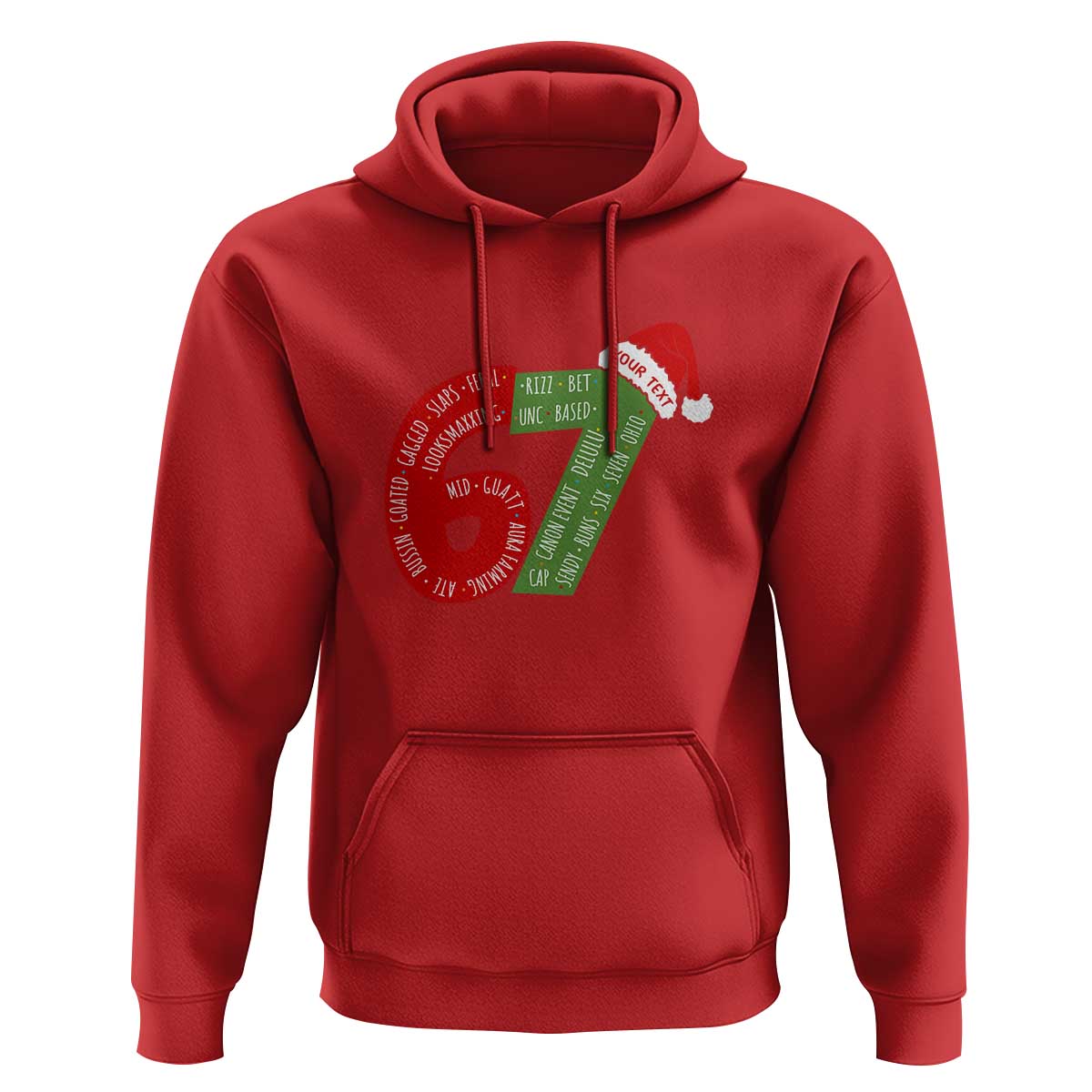 Personalized 67 Christmas Hoodie Custom Text Rizz Aura Farming Six Seven Meme Gen Alpha - Wonder Print Shop