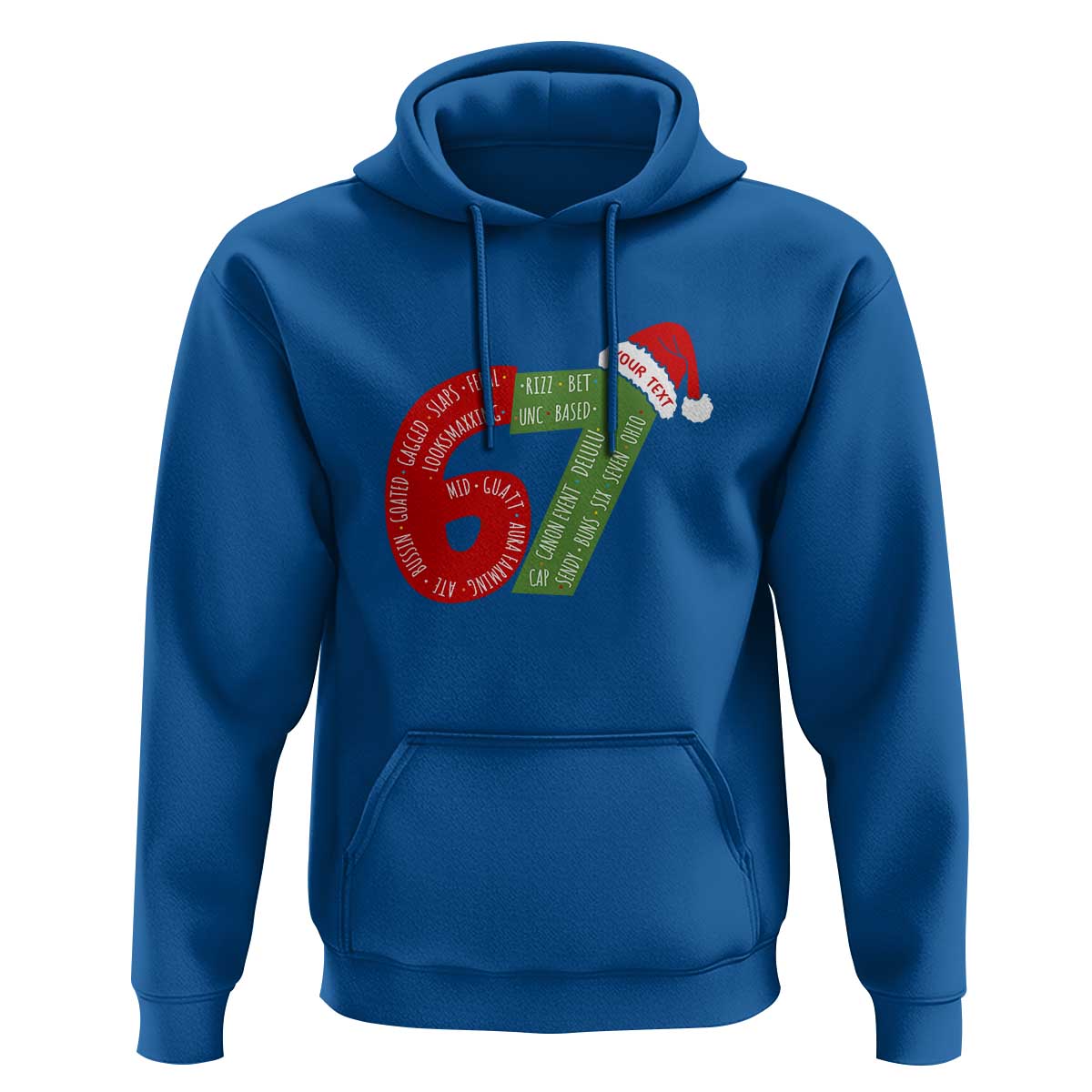 Personalized 67 Christmas Hoodie Custom Text Rizz Aura Farming Six Seven Meme Gen Alpha - Wonder Print Shop