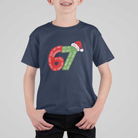 Personalized 67 Christmas T Shirt For Kid Custom Text Rizz Aura Farming Six Seven Meme Gen Alpha - Wonder Print Shop