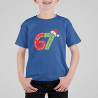 Personalized 67 Christmas T Shirt For Kid Custom Text Rizz Aura Farming Six Seven Meme Gen Alpha - Wonder Print Shop