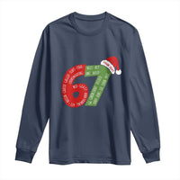 Personalized 67 Christmas Long Sleeve Shirt Custom Text Rizz Aura Farming Six Seven Meme Gen Alpha - Wonder Print Shop