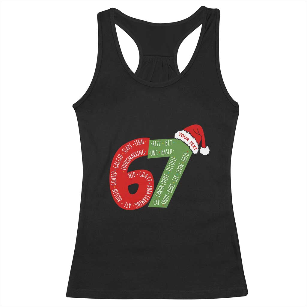 Personalized 67 Christmas Racerback Tank Top Custom Text Rizz Aura Farming Six Seven Meme Gen Alpha - Wonder Print Shop