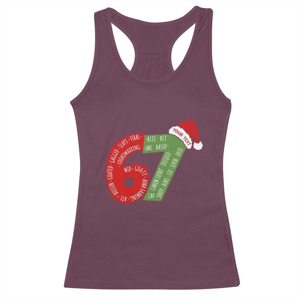 Personalized 67 Christmas Racerback Tank Top Custom Text Rizz Aura Farming Six Seven Meme Gen Alpha - Wonder Print Shop