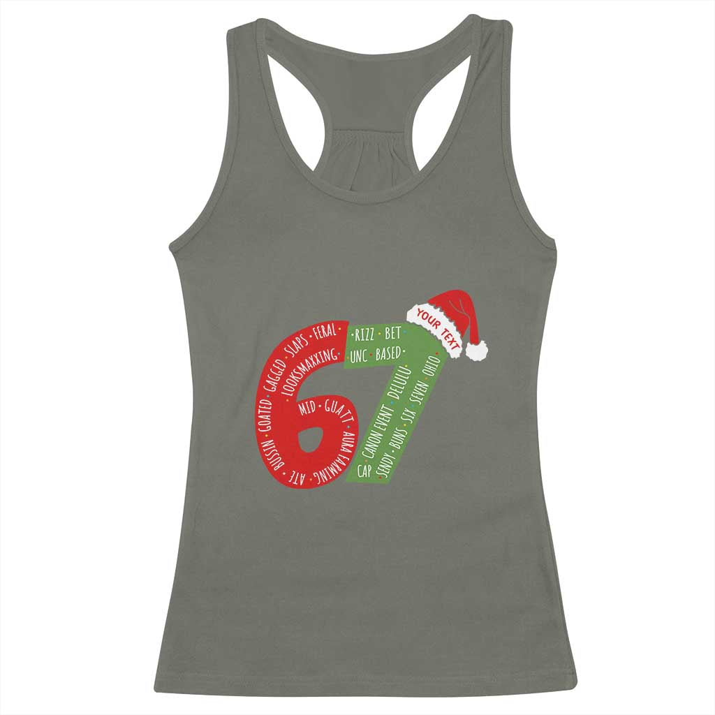Personalized 67 Christmas Racerback Tank Top Custom Text Rizz Aura Farming Six Seven Meme Gen Alpha - Wonder Print Shop