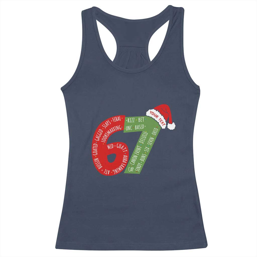 Personalized 67 Christmas Racerback Tank Top Custom Text Rizz Aura Farming Six Seven Meme Gen Alpha - Wonder Print Shop