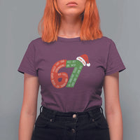 Personalized 67 Christmas T Shirt For Women Custom Text Rizz Aura Farming Six Seven Meme Gen Alpha - Wonder Print Shop