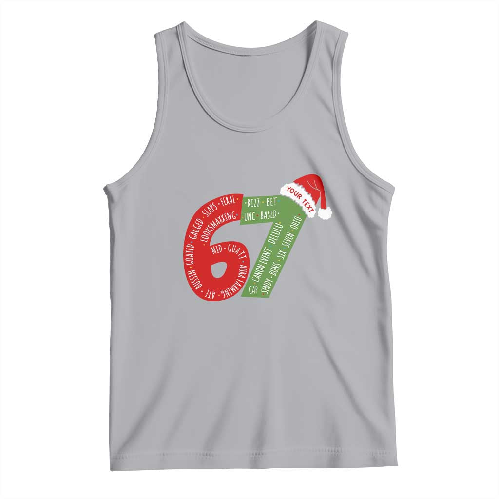 Personalized 67 Christmas Tank Top Custom Text Rizz Aura Farming Six Seven Meme Gen Alpha - Wonder Print Shop