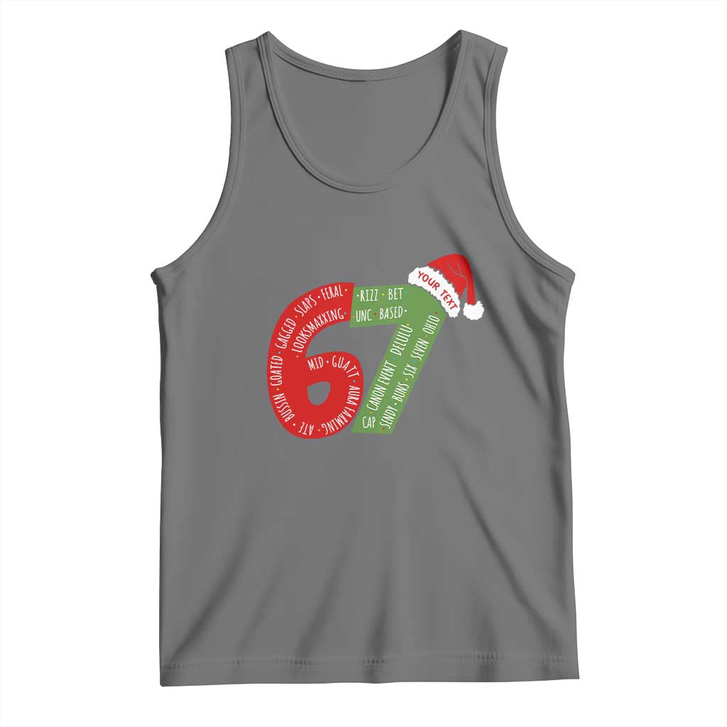 Personalized 67 Christmas Tank Top Custom Text Rizz Aura Farming Six Seven Meme Gen Alpha - Wonder Print Shop