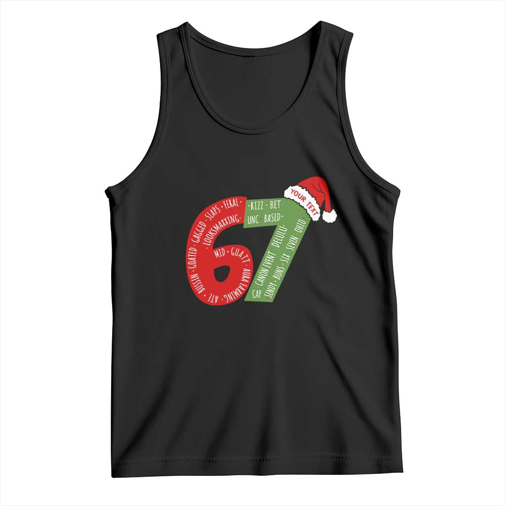 Personalized 67 Christmas Tank Top Custom Text Rizz Aura Farming Six Seven Meme Gen Alpha - Wonder Print Shop