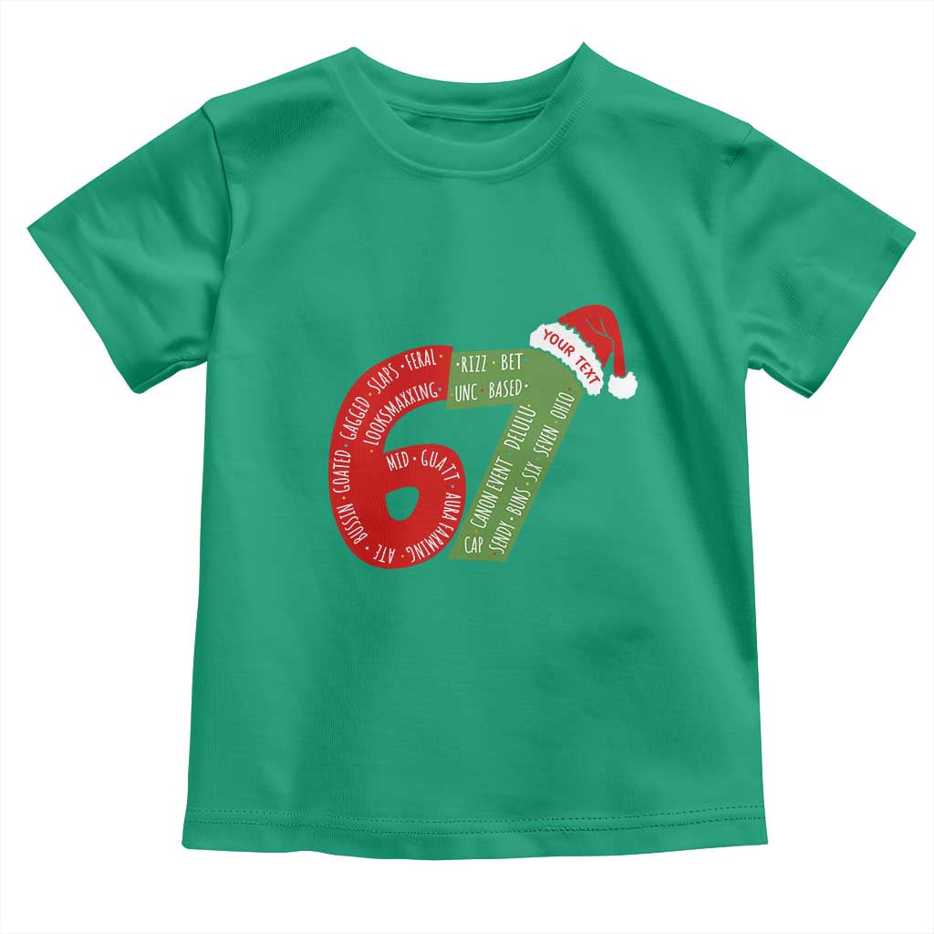 Personalized 67 Christmas Toddler T Shirt Custom Text Rizz Aura Farming Six Seven Meme Gen Alpha - Wonder Print Shop