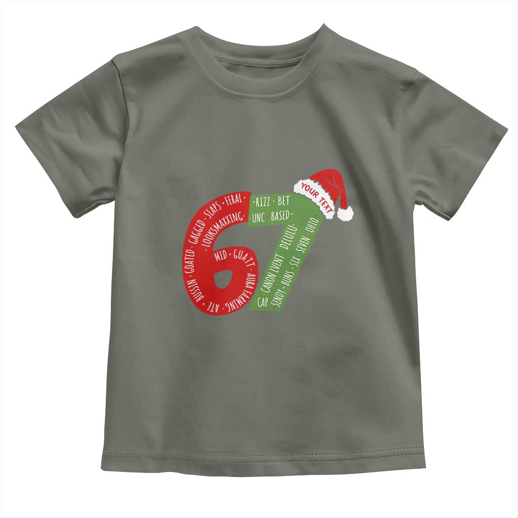 Personalized 67 Christmas Toddler T Shirt Custom Text Rizz Aura Farming Six Seven Meme Gen Alpha - Wonder Print Shop