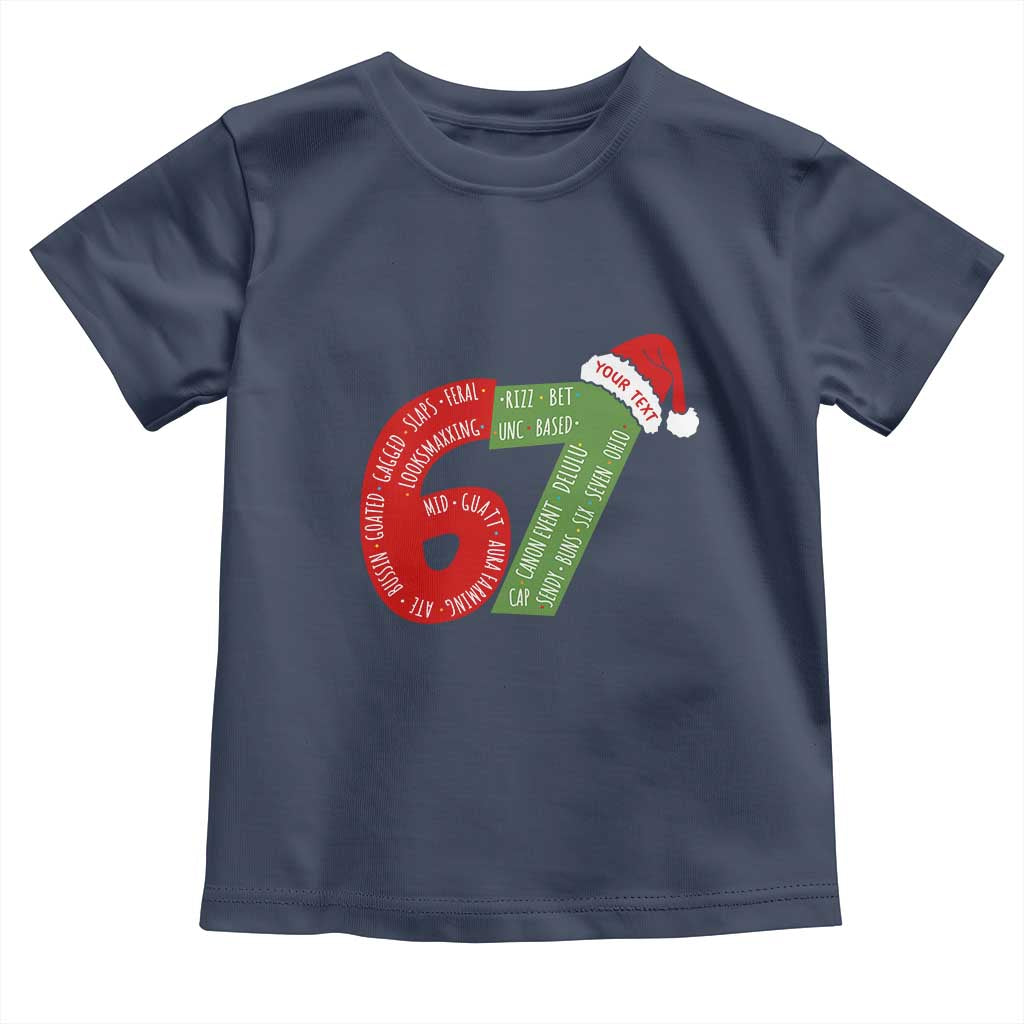 Personalized 67 Christmas Toddler T Shirt Custom Text Rizz Aura Farming Six Seven Meme Gen Alpha - Wonder Print Shop