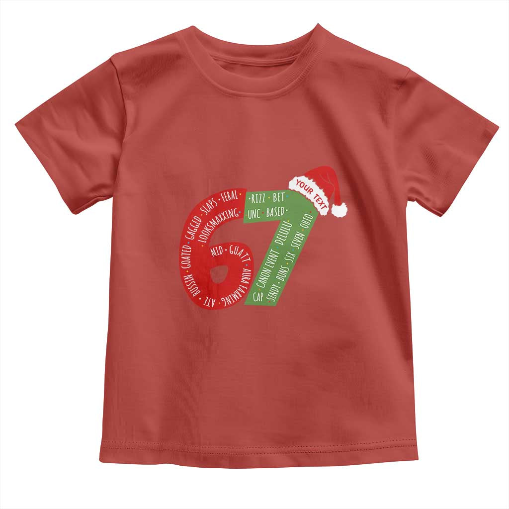 Personalized 67 Christmas Toddler T Shirt Custom Text Rizz Aura Farming Six Seven Meme Gen Alpha - Wonder Print Shop