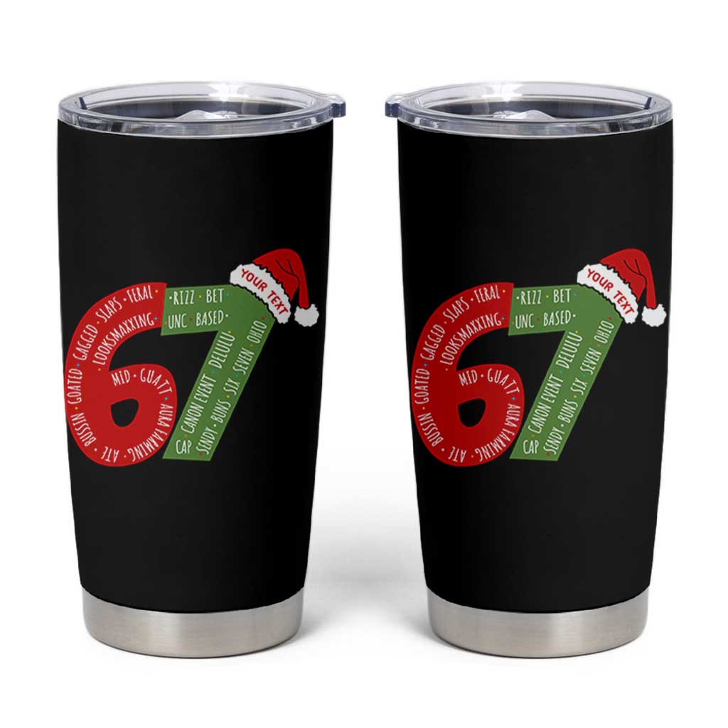 Personalized 67 Christmas Tumbler Cup Custom Text Rizz Aura Farming Six Seven Meme Gen Alpha - Wonder Print Shop