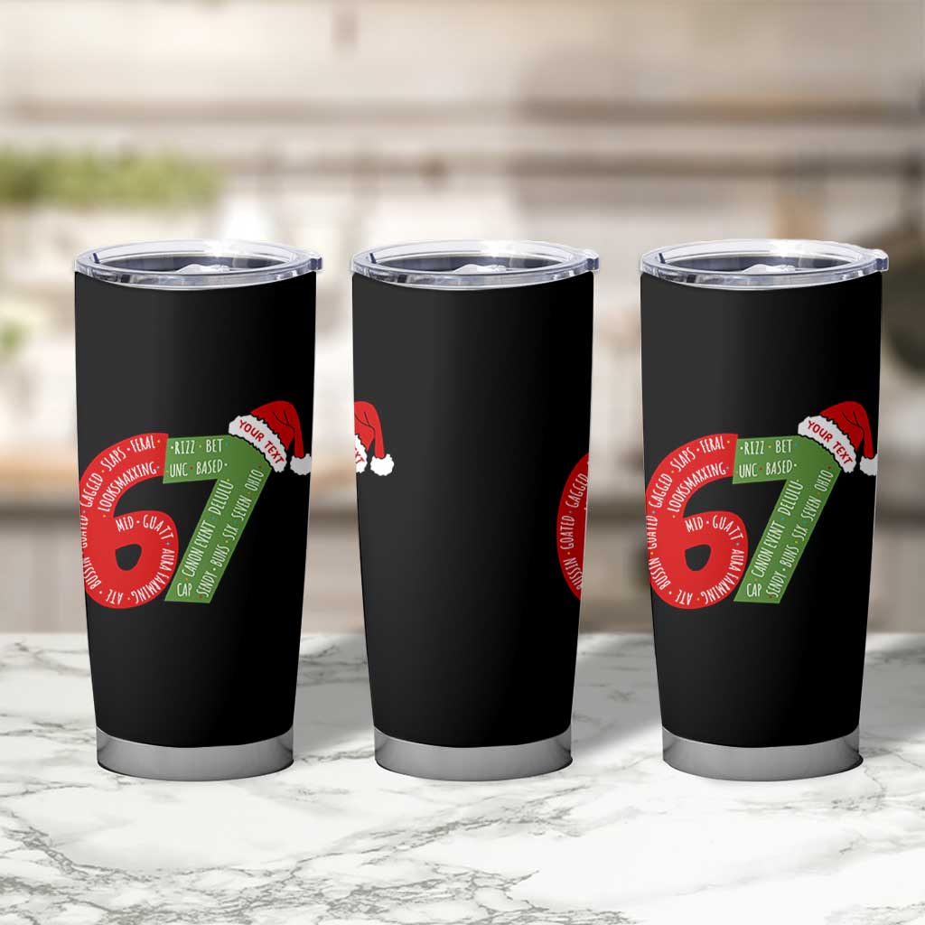 Personalized 67 Christmas Tumbler Cup Custom Text Rizz Aura Farming Six Seven Meme Gen Alpha - Wonder Print Shop