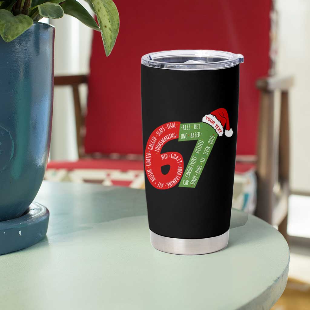 Personalized 67 Christmas Tumbler Cup Custom Text Rizz Aura Farming Six Seven Meme Gen Alpha - Wonder Print Shop
