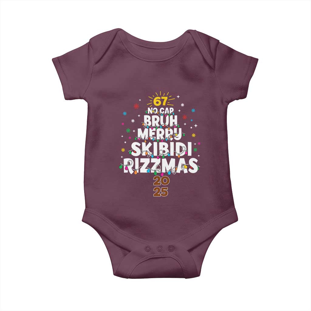 Funny Christmas Six Seven Meme Baby Onesie 67 No Cap Bruh Merry Skibidi Rizzmas 2025 - Wonder Print Shop