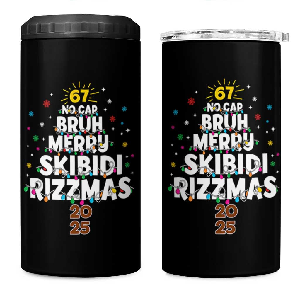 Funny Christmas Six Seven Meme 4 in 1 Can Cooler Tumbler 67 No Cap Bruh Merry Skibidi Rizzmas 2025 - Wonder Print Shop