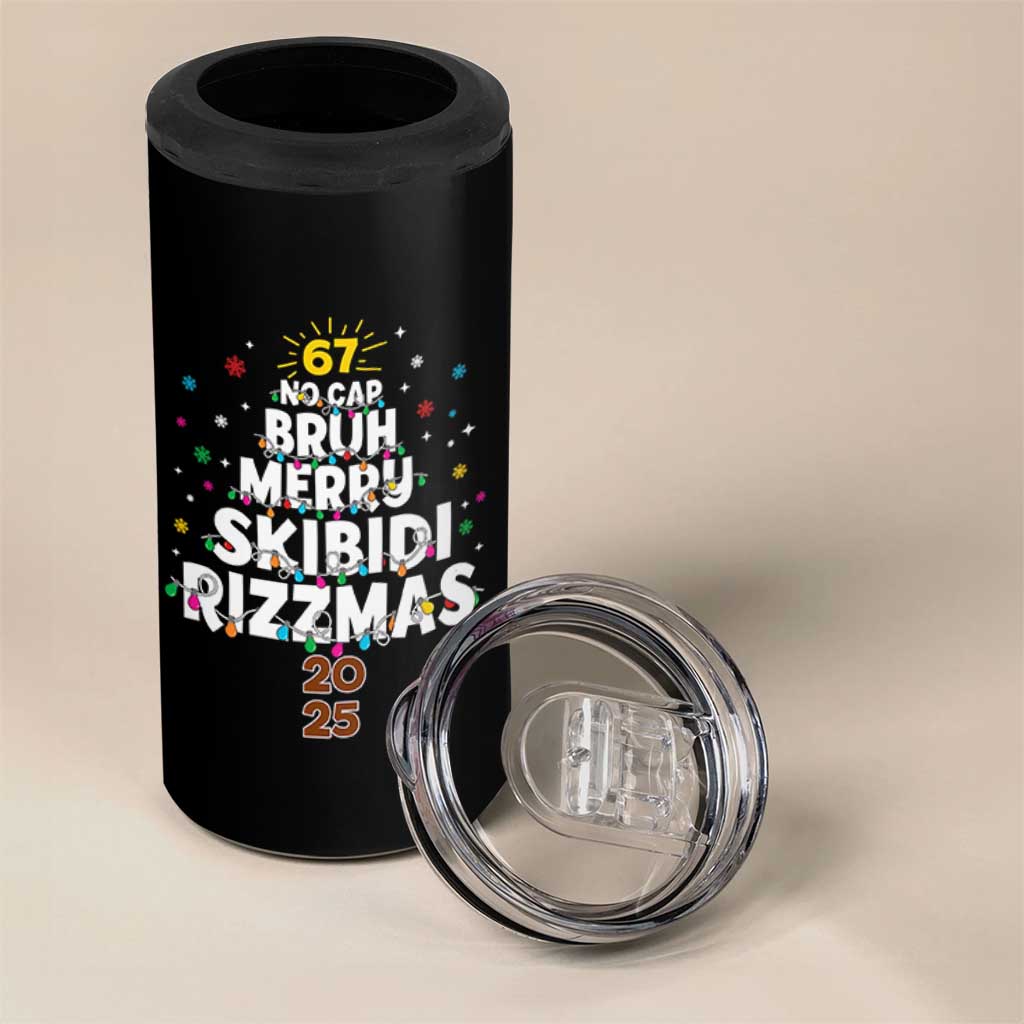 Funny Christmas Six Seven Meme 4 in 1 Can Cooler Tumbler 67 No Cap Bruh Merry Skibidi Rizzmas 2025 - Wonder Print Shop