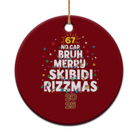 Funny Christmas Six Seven Meme Ceramic Ornament 67 No Cap Bruh Merry Skibidi Rizzmas 2025 - Wonder Print Shop