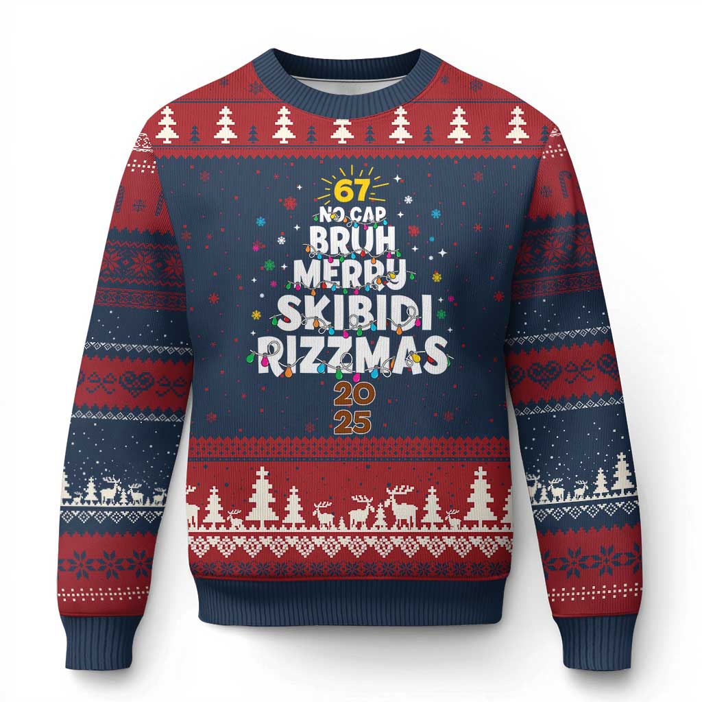 Funny Xmas Six Seven Meme Ugly Christmas Sweater 67 No Cap Bruh Merry Skibidi Rizzmas 2025 - Wonder Print Shop