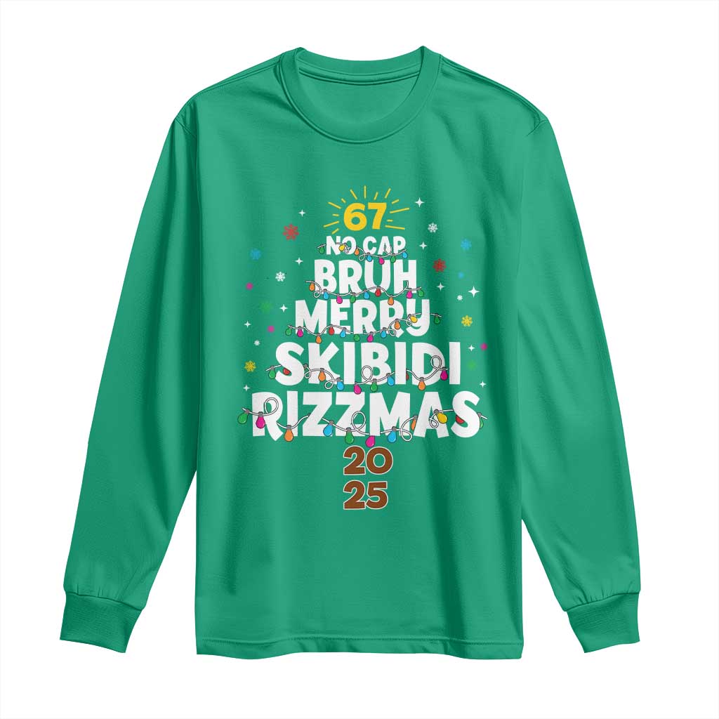 Funny Christmas Six Seven Meme Long Sleeve Shirt 67 No Cap Bruh Merry Skibidi Rizzmas 2025 - Wonder Print Shop