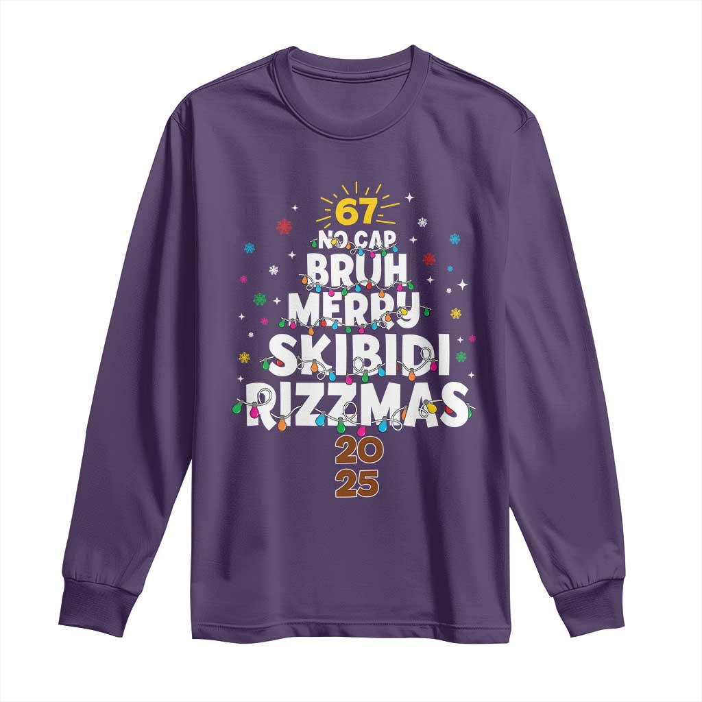 Funny Christmas Six Seven Meme Long Sleeve Shirt 67 No Cap Bruh Merry Skibidi Rizzmas 2025 - Wonder Print Shop