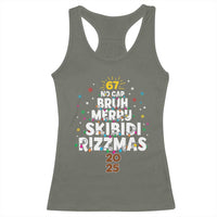 Funny Christmas Six Seven Meme Racerback Tank Top 67 No Cap Bruh Merry Skibidi Rizzmas 2025 - Wonder Print Shop