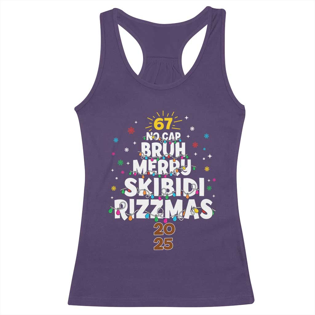 Funny Christmas Six Seven Meme Racerback Tank Top 67 No Cap Bruh Merry Skibidi Rizzmas 2025 - Wonder Print Shop