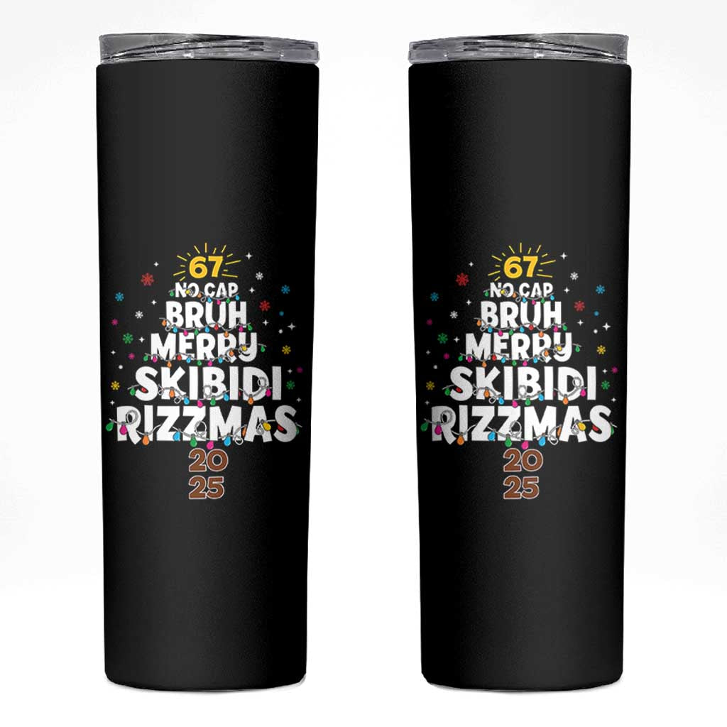 Funny Christmas Six Seven Meme Skinny Tumbler 67 No Cap Bruh Merry Skibidi Rizzmas 2025 - Wonder Print Shop