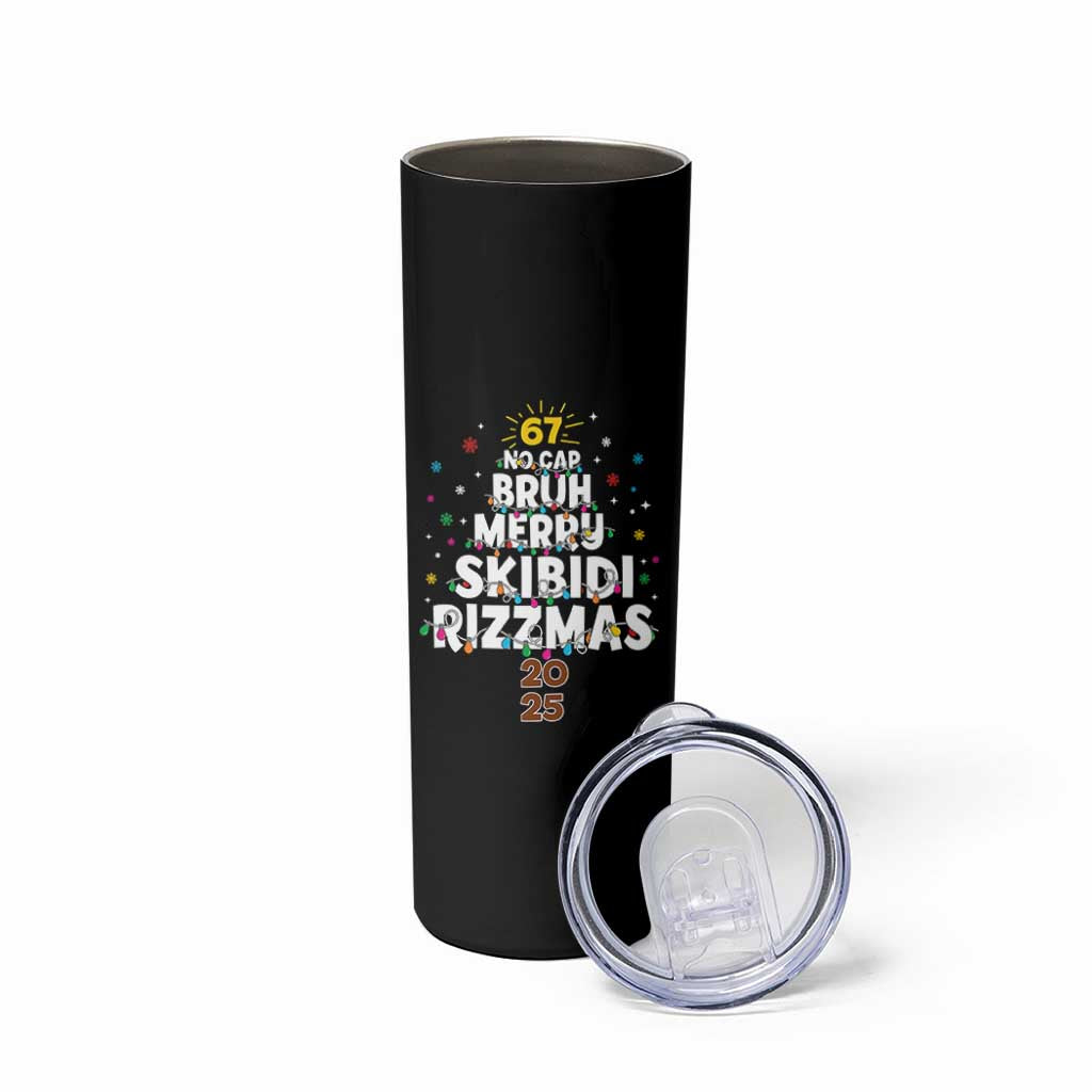 Funny Christmas Six Seven Meme Skinny Tumbler 67 No Cap Bruh Merry Skibidi Rizzmas 2025 - Wonder Print Shop
