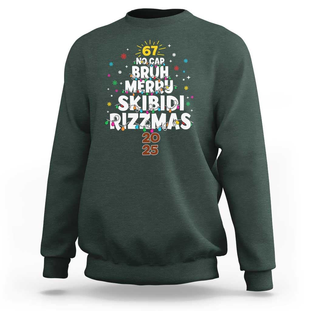Funny Christmas Six Seven Meme Sweatshirt 67 No Cap Bruh Merry Skibidi Rizzmas 2025 - Wonder Print Shop