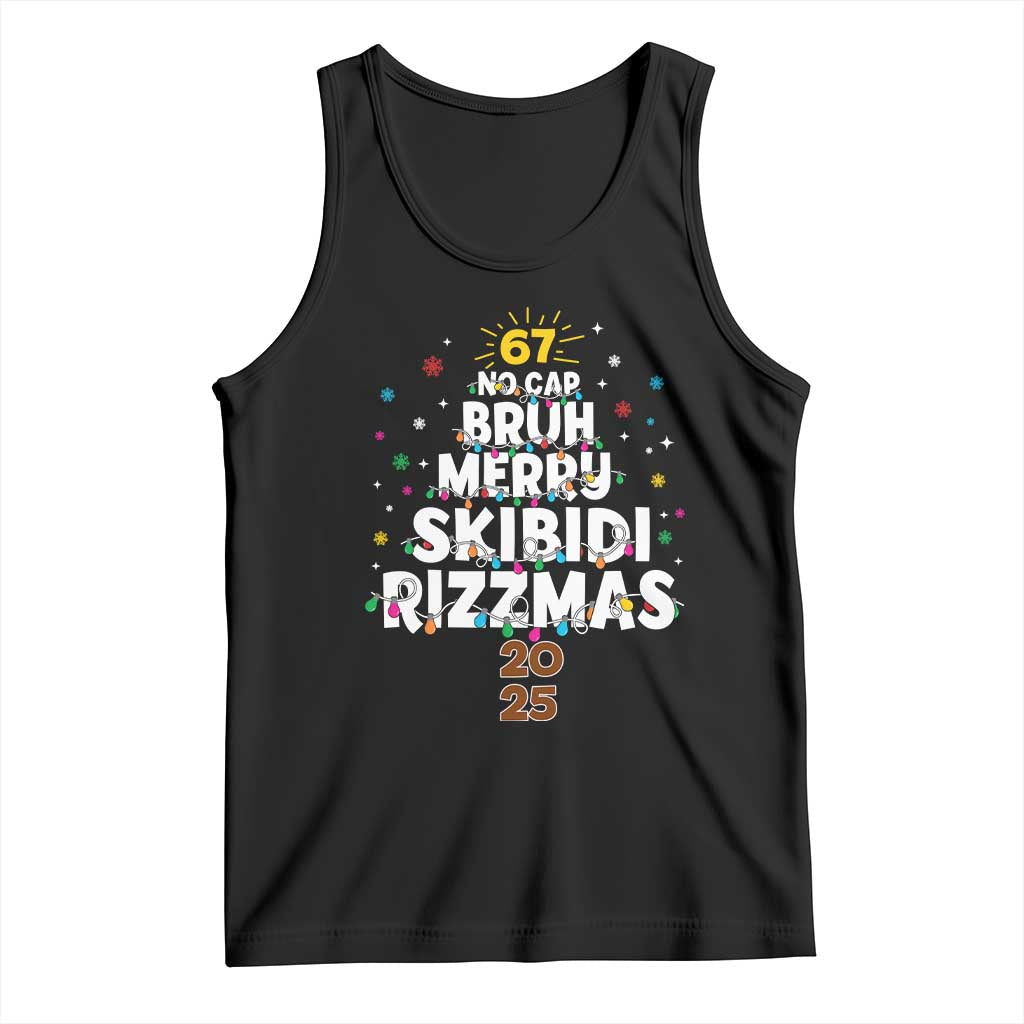 Funny Christmas Six Seven Meme Tank Top 67 No Cap Bruh Merry Skibidi Rizzmas 2025 - Wonder Print Shop