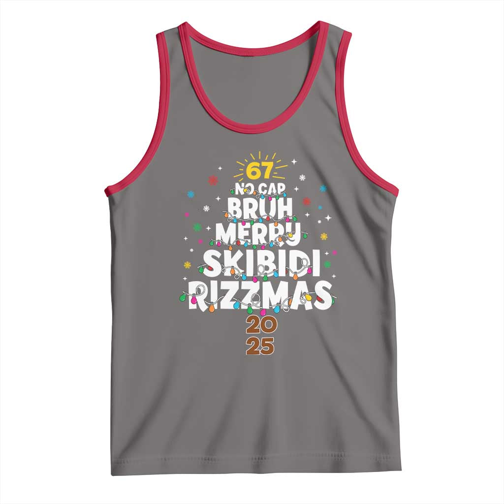 Funny Christmas Six Seven Meme Tank Top 67 No Cap Bruh Merry Skibidi Rizzmas 2025 - Wonder Print Shop